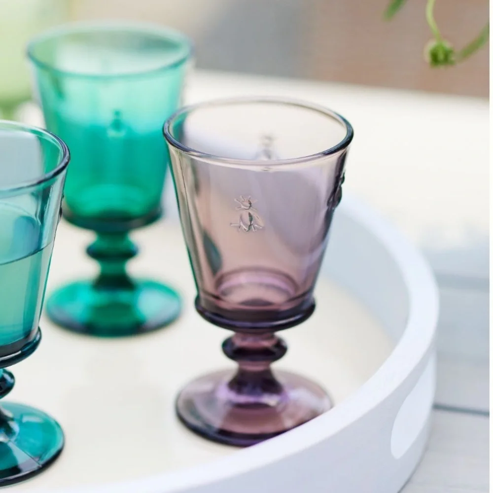 Hand blown in France Bee 🐝 Wine Glass set of 4
